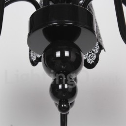 Lámpara de araña moderna contemporánea de 5 luces, estilo vela hueca negra