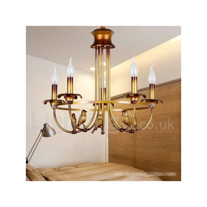 Lámpara de araña estilo vela retro de 5 luces