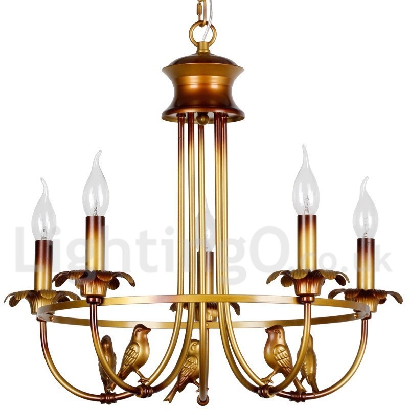 Lámpara de araña estilo vela retro de 5 luces