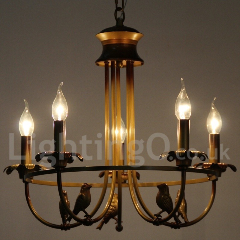 Lámpara de araña estilo vela retro de 5 luces