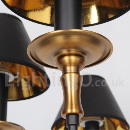 Lámpara de araña contemporánea estilo vela negra retro de 8 luces