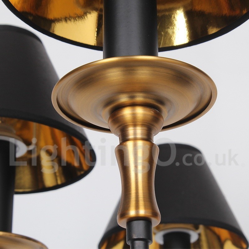 Lámpara de araña contemporánea estilo vela negra retro de 8 luces