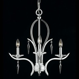 Candelabro de cristal con 3 luces en color morado.