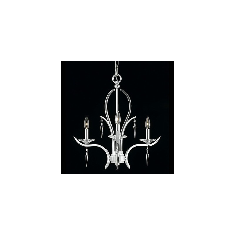 Candelabro de cristal con 3 luces en color morado.