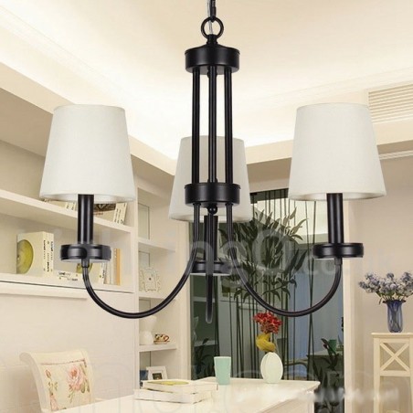 Lámpara de araña contemporánea retro de 3 luces estilo vela negra Lámpara de araña contemporánea retro de 3 luces estilo vela negra