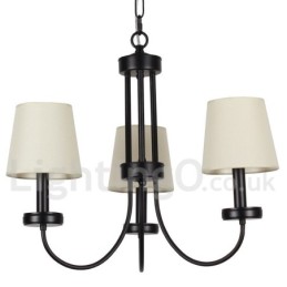 Lámpara de araña contemporánea retro de 3 luces estilo vela negra