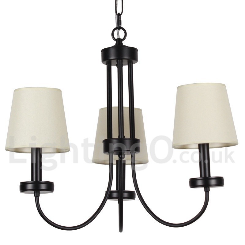 Lámpara de araña contemporánea retro de 3 luces estilo vela negra