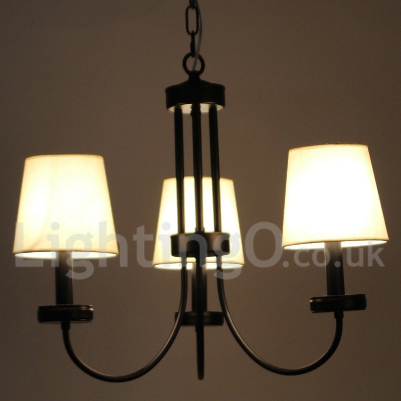 Lámpara de araña contemporánea retro de 3 luces estilo vela negra