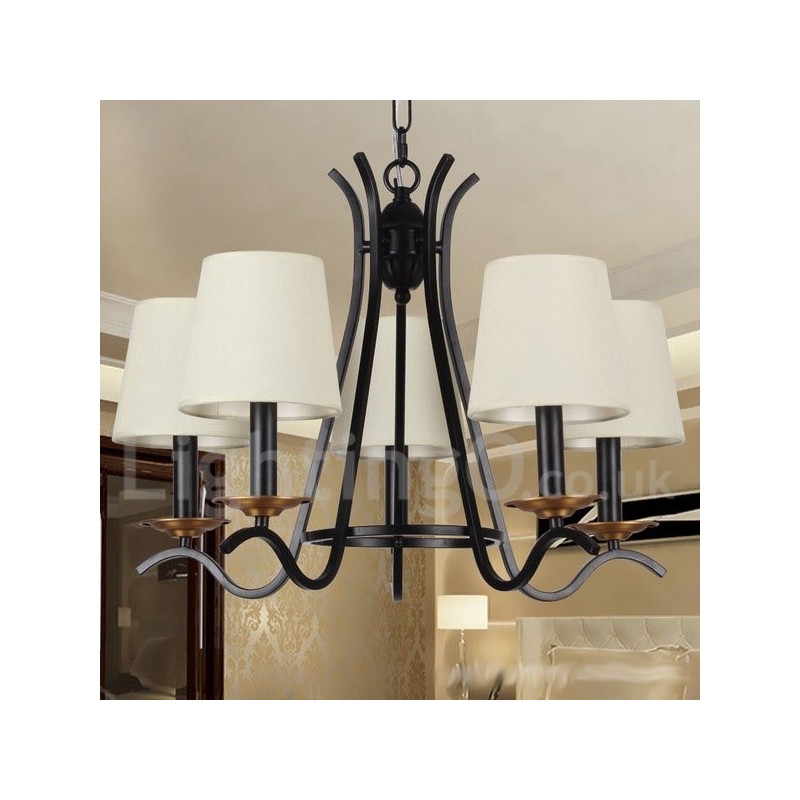 Lámpara de araña contemporánea retro de 5 luces en color negro