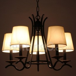 Lámpara de araña contemporánea retro de 5 luces en color negro