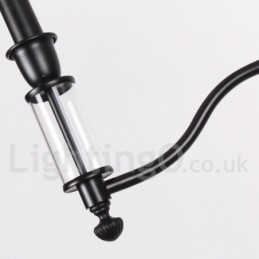 Lámpara de araña grande de 5 luces, estilo retro contemporáneo, estilo vela, de dos niveles y color negro