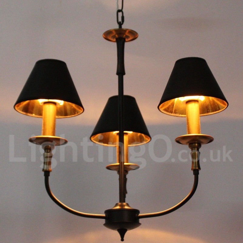 Lámpara de araña de 3 luces estilo vela retro contemporáneo