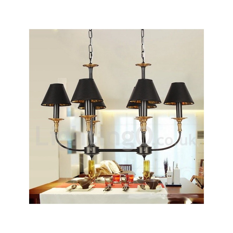 Lámpara de araña estilo vela retro contemporáneo de 6 luces