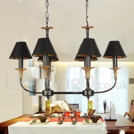 Lámpara de araña estilo vela retro contemporáneo de 6 luces Lámpara de araña estilo vela retro contemporáneo de 6 luces