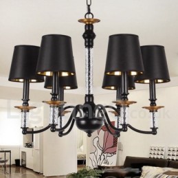 Lámpara de araña estilo vela retro negra de 6 luces
