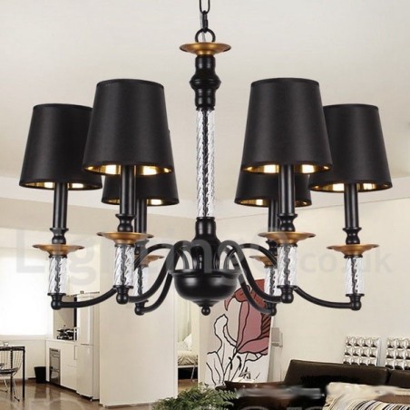 Lámpara de araña estilo vela retro negra de 6 luces Lámpara de araña estilo vela retro negra de 6 luces