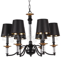 Lámpara de araña estilo vela retro negra de 6 luces