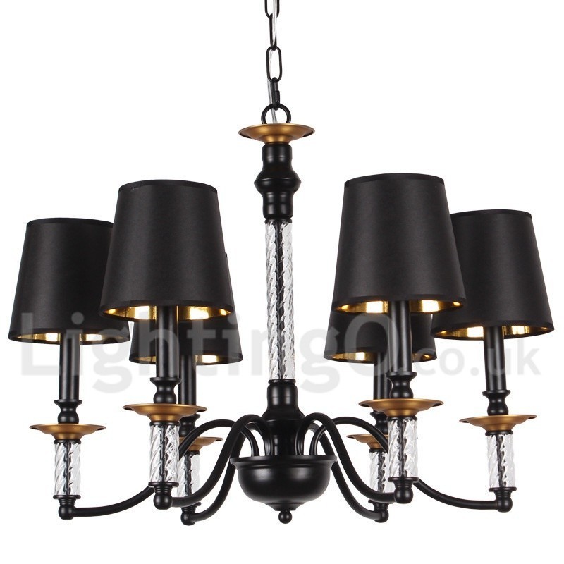 Lámpara de araña estilo vela retro negra de 6 luces
