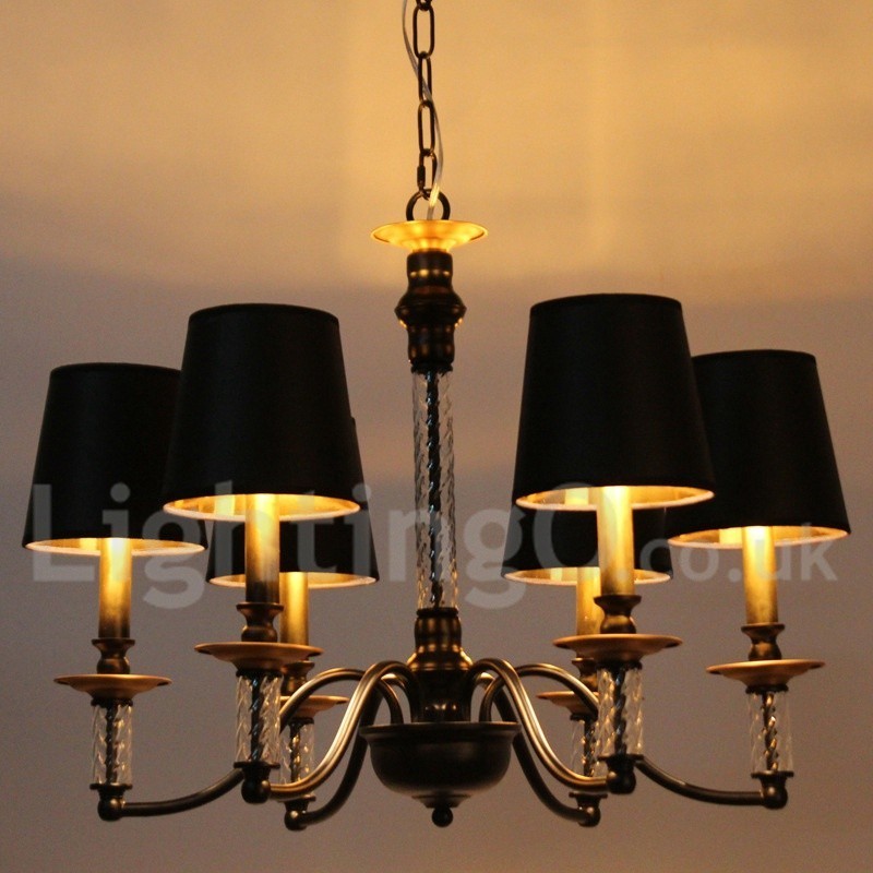 Lámpara de araña estilo vela retro negra de 6 luces
