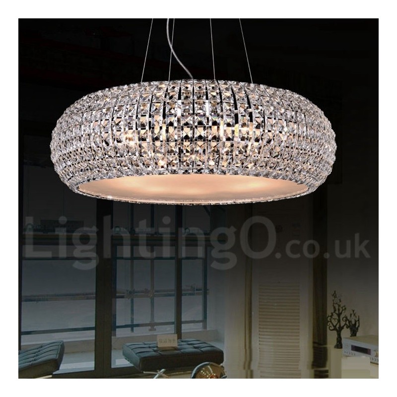 Lámpara colgante de techo de cristal K9 moderna, lámpara de araña para interiores, lámparas de tambor, accesorios de iluminación