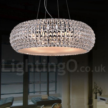 Lámpara colgante de techo de cristal K9 moderna, lámpara de araña para interiores, lámparas de tambor, accesorios de iluminación Lámpara colgante de techo de cristal K9 moderna, lámpara de araña para interiores, lámparas de tambor, accesorios de iluminación