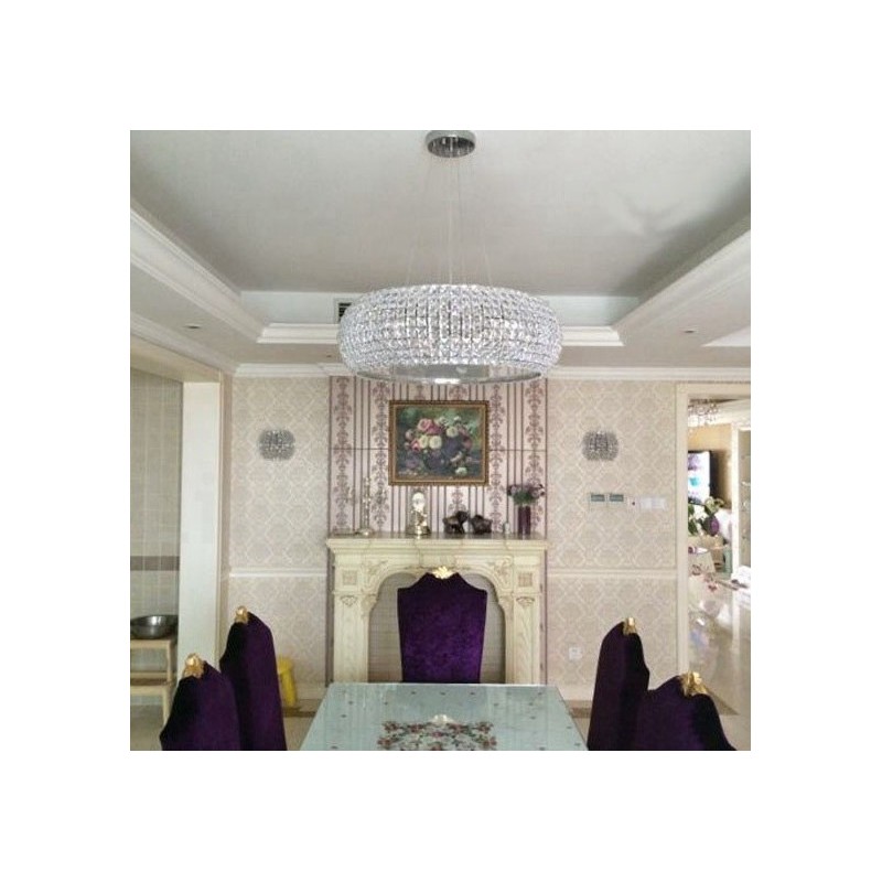 Lámpara colgante de techo de cristal K9 moderna, lámpara de araña para interiores, lámparas de tambor, accesorios de iluminación