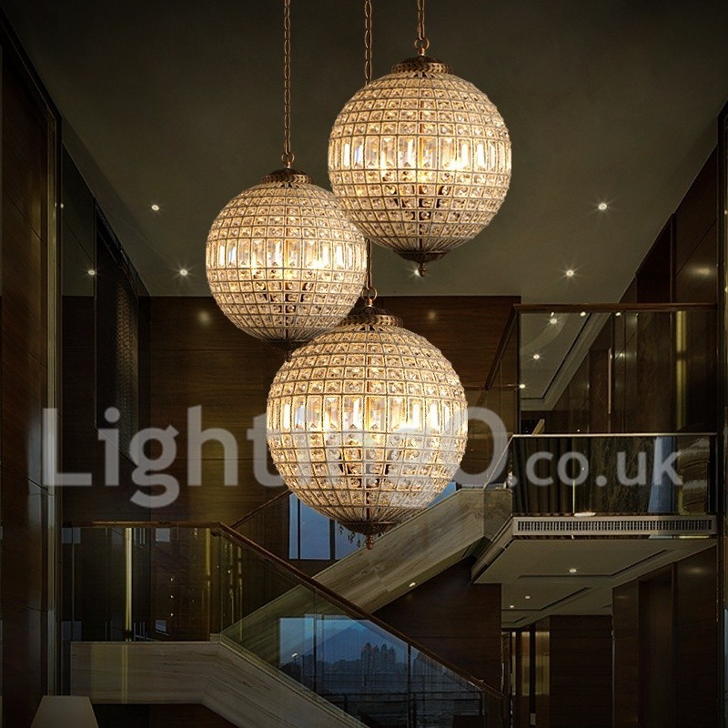 Lámpara colgante de techo de cristal K9 moderna con forma de globo, lámpara de araña para interiores, lámparas de tambor, accesorios de iluminación