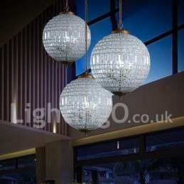Lámpara colgante de techo de cristal K9 moderna con forma de globo, lámpara de araña para interiores, lámparas de tambor, accesorios de iluminación