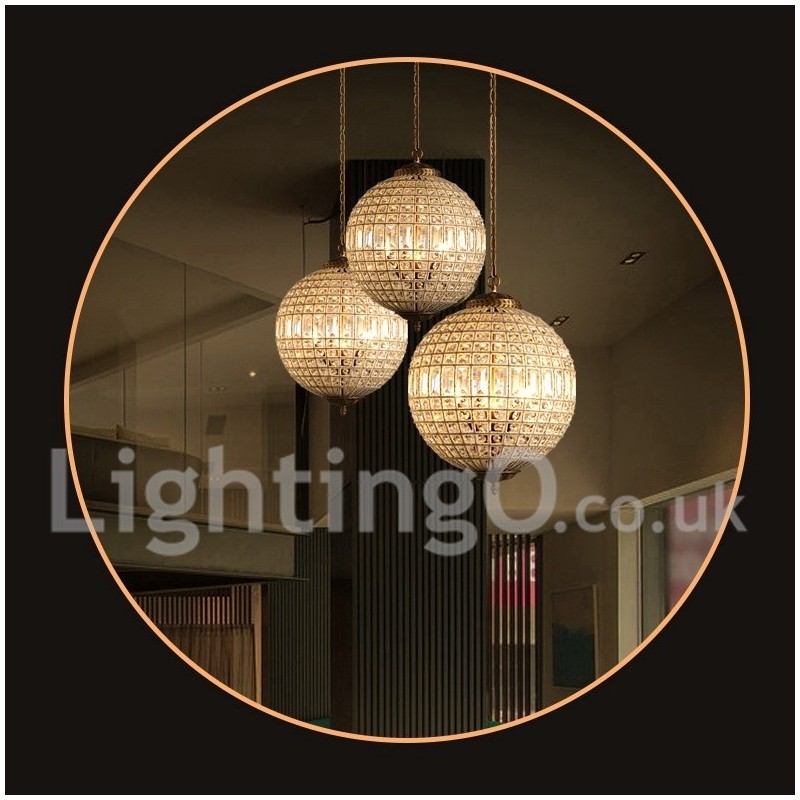 Lámpara colgante de techo de cristal K9 moderna con forma de globo, lámpara de araña para interiores, lámparas de tambor, accesorios de iluminación