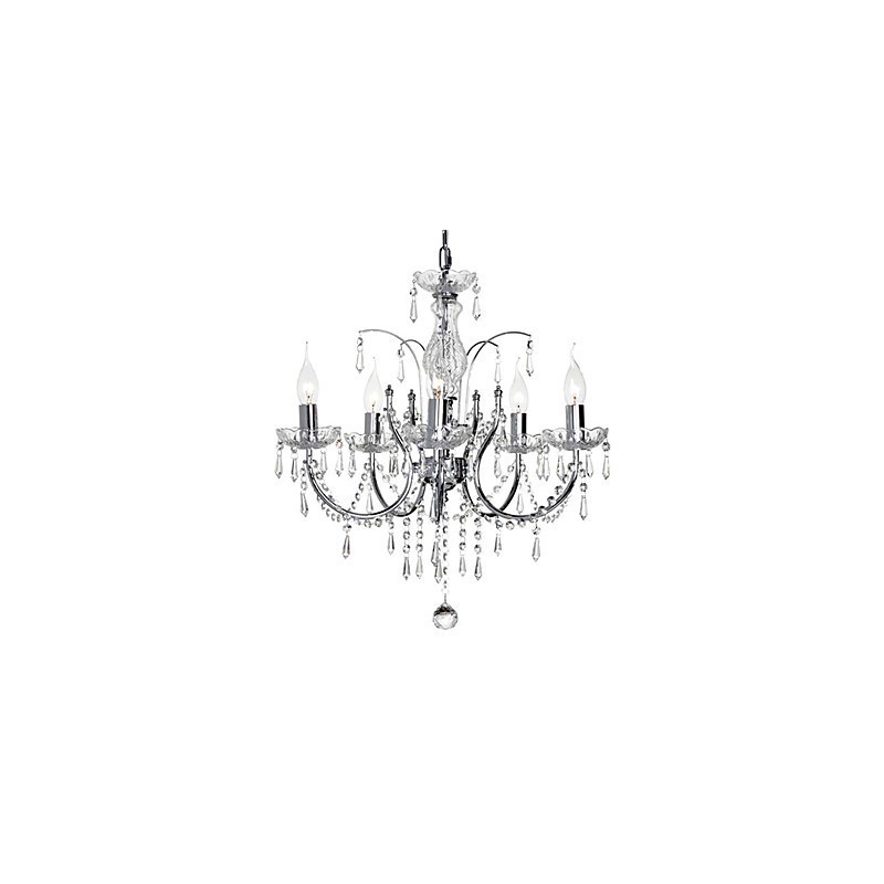 Elegante lámpara de araña de cristal con 5 luces