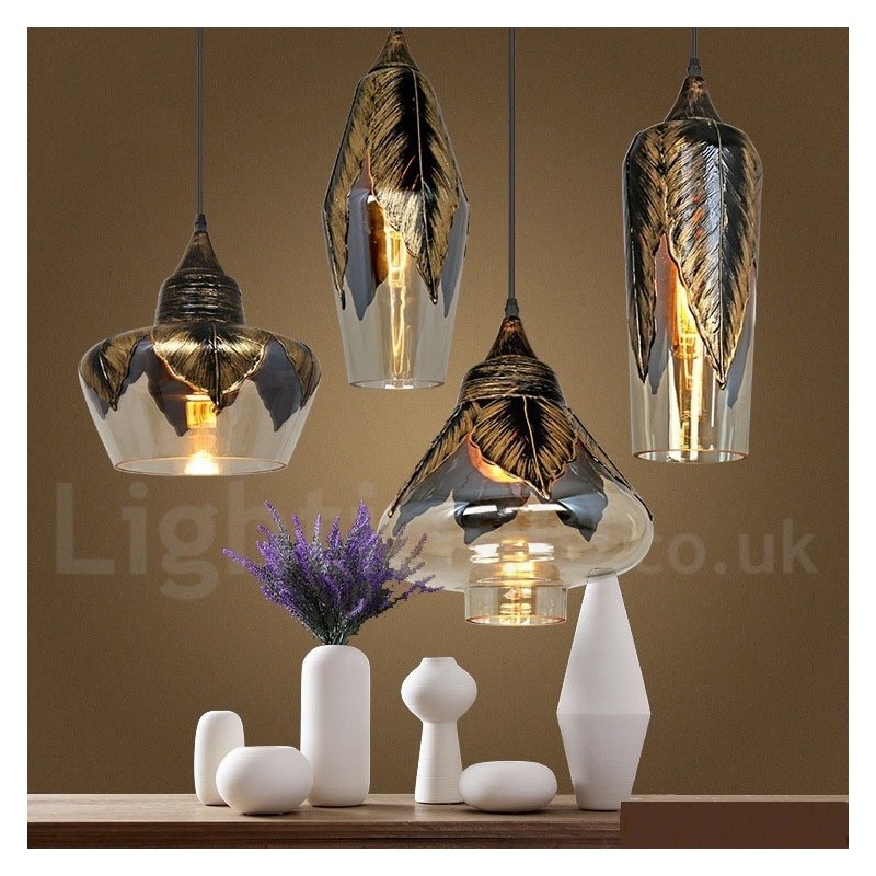 Lámpara colgante de salón de cristal retro europeo