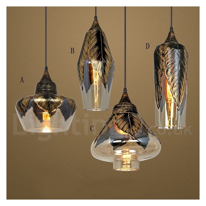 Lámpara colgante de salón de cristal retro europeo