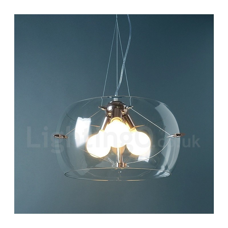 Lámpara colgante de cristal contemporánea moderna de 3 luces