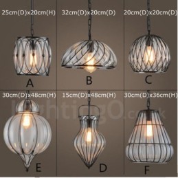 Lámpara colgante estilo loft de cristal estilo cafetería vintage de 1 luz