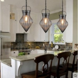 Lámpara colgante estilo loft de cristal estilo cafetería vintage de 1 luz