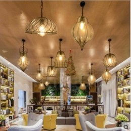 Lámpara colgante estilo loft de cristal estilo cafetería vintage de 1 luz