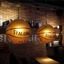 Lámpara colgante vintage moderna y contemporánea con pantalla de vidrio y diseño de baloncesto de 1 luz