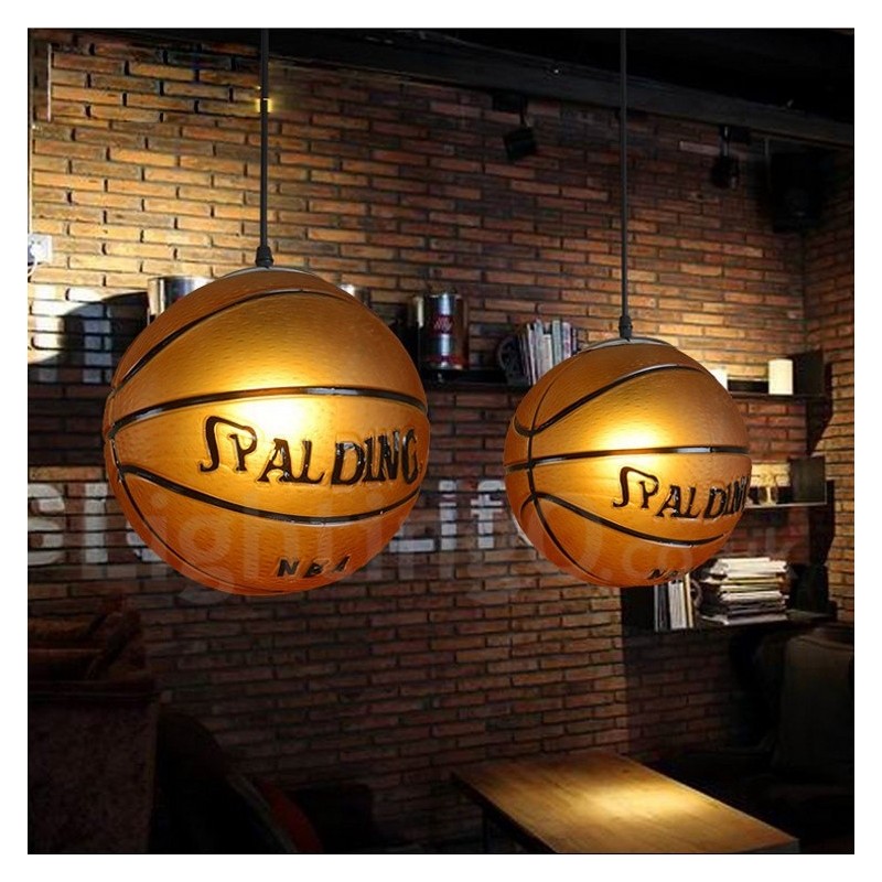 Lámpara colgante vintage moderna y contemporánea con pantalla de vidrio y diseño de baloncesto de 1 luz