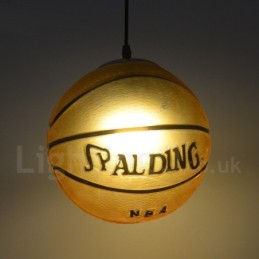 Lámpara colgante vintage moderna y contemporánea con pantalla de vidrio y diseño de baloncesto de 1 luz