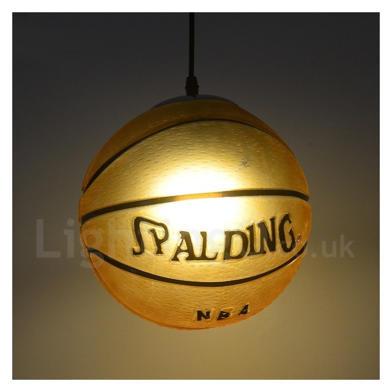Lámpara colgante vintage moderna y contemporánea con pantalla de vidrio y diseño de baloncesto de 1 luz