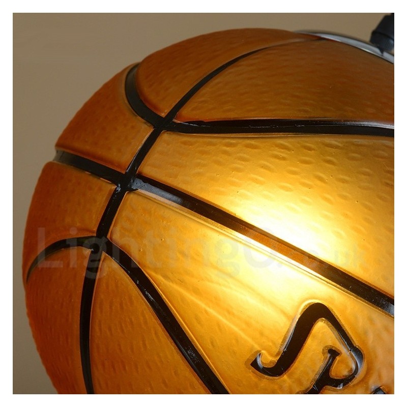 Lámpara colgante vintage moderna y contemporánea con pantalla de vidrio y diseño de baloncesto de 1 luz