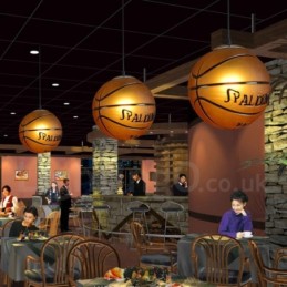 Lámpara colgante vintage moderna y contemporánea con pantalla de vidrio y diseño de baloncesto de 1 luz