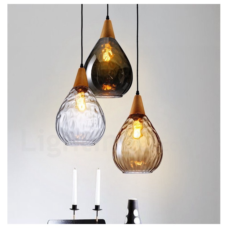 Lámpara colgante de cristal contemporánea moderna de estilo nórdico de 1 luz