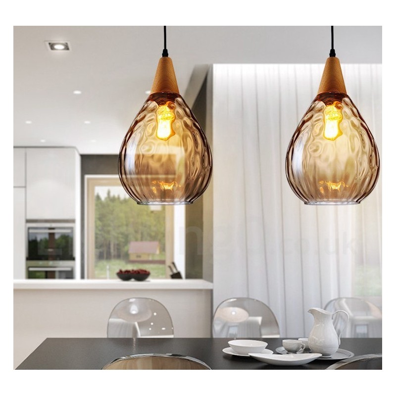 Lámpara colgante de cristal contemporánea moderna de estilo nórdico de 1 luz