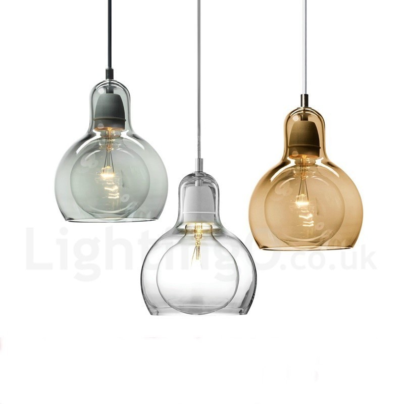 Lámpara colgante de cristal contemporánea moderna de estilo nórdico de 1 luz