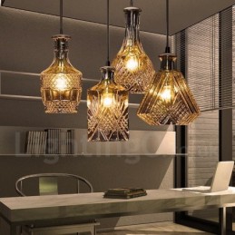 Lámpara colgante de cafetería de vidrio rústico Lodge de 1 luz