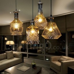 Lámpara colgante de cafetería de vidrio rústico Lodge de 1 luz