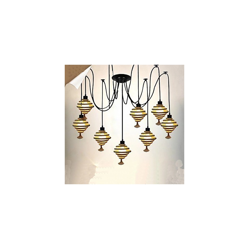 Lámpara de araña de nido de abeja retro de estilo nórdico Las doncellas celestiales esparcen flores.