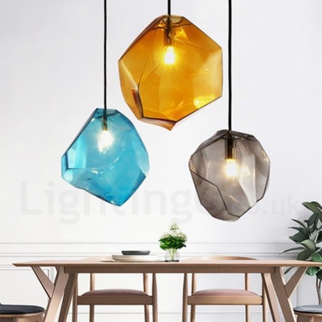 Lámpara colgante rústica tipo cabaña de 1 luz con pantalla de cristal Lámpara colgante rústica tipo cabaña de 1 luz con pantalla de cristal