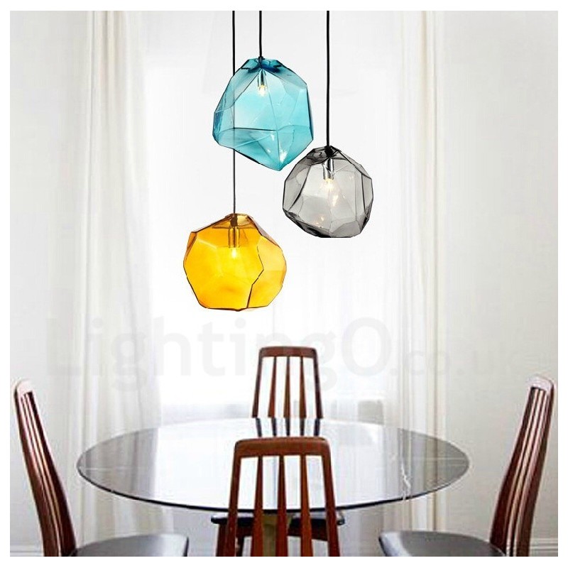 Lámpara colgante rústica tipo cabaña de 1 luz con pantalla de cristal